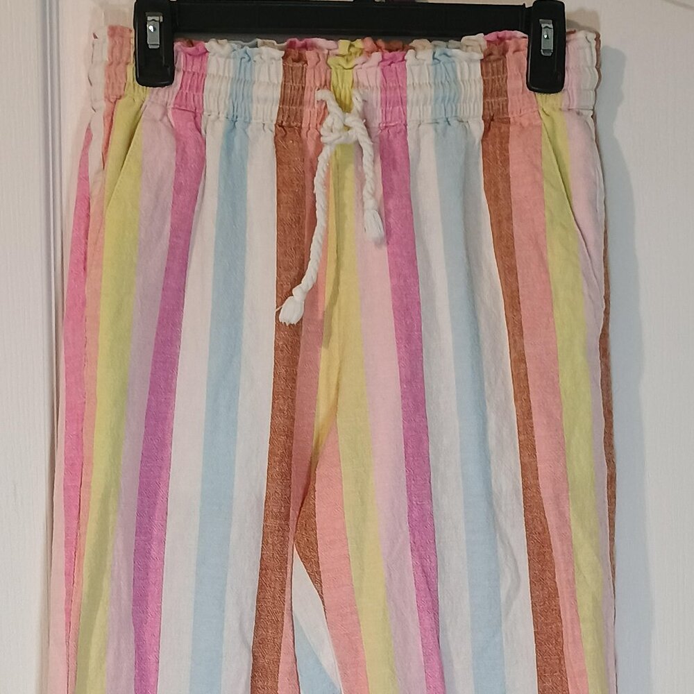 J.Crew/Paperbag Waist Pants/Women XS/Multi Pastel Stripe/Drawcord